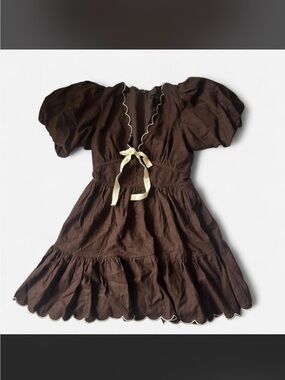 House of Harlow 1960 Brown Dress with Cream Trim